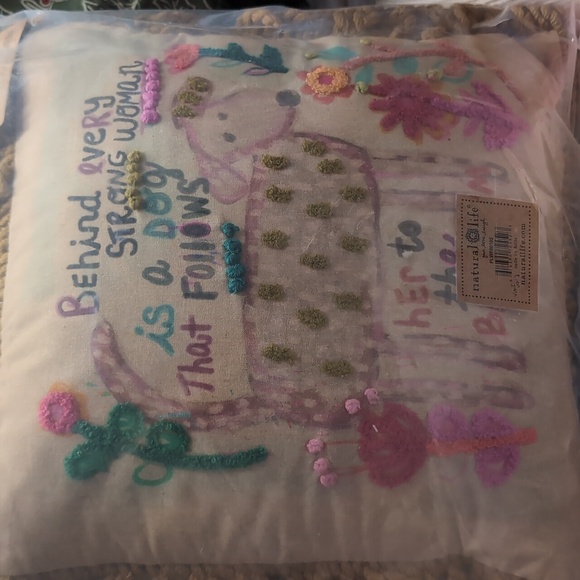 Natural Life Colorful Dog Embroidered Pillow - Picture 3 of 6